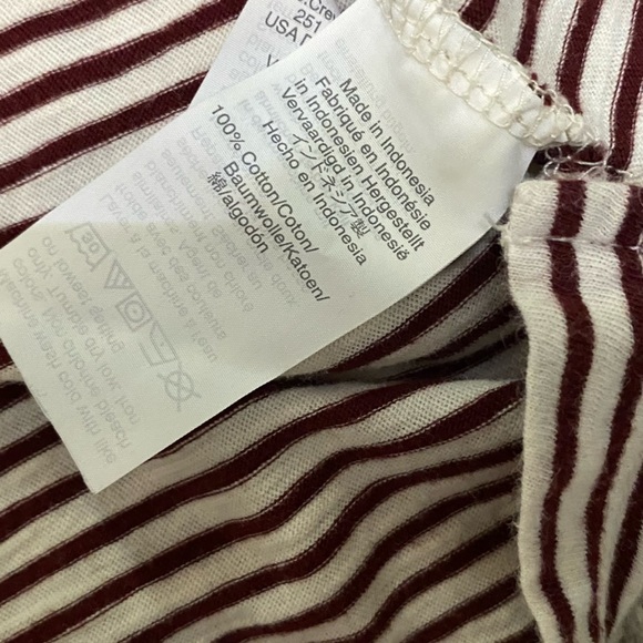 Madewell V-Neck Striped Pocket Tee XS Maroon Stripes - Picture 4 of 6